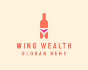 Pink Cocktail Bottle Bar logo design