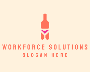 Pink Cocktail Bottle Bar logo design