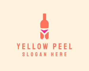 Pink Cocktail Bottle Bar logo design