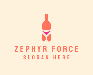 Pink Cocktail Bottle Bar logo design