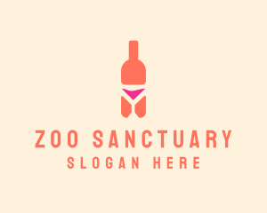 Pink Cocktail Bottle Bar logo design