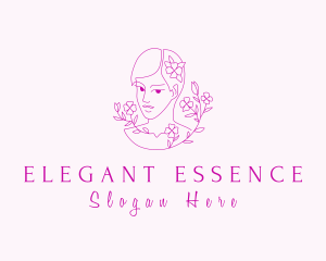 Aesthetic Floral Woman logo design