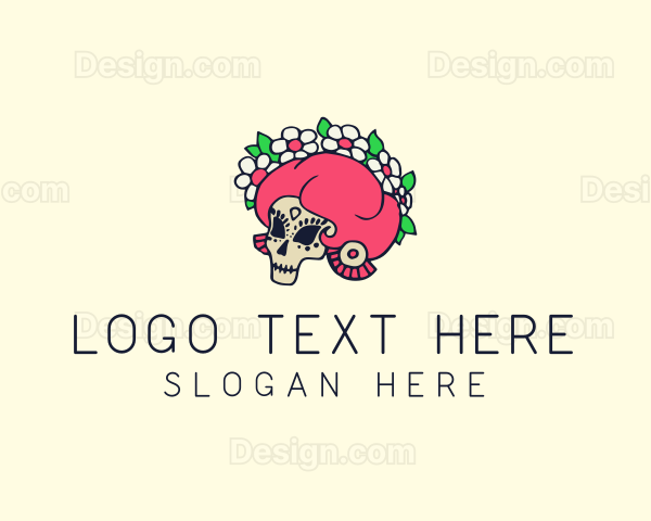 Flower Headdress Skull Logo