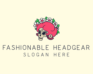 Flower Headdress Skull logo design