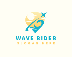 Ocean Wave Airplane Travel logo design