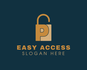 Golden Padlock Letter P logo