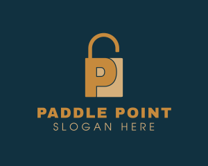 Golden Padlock Letter P logo design