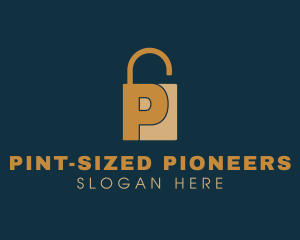 Golden Padlock Letter P logo design