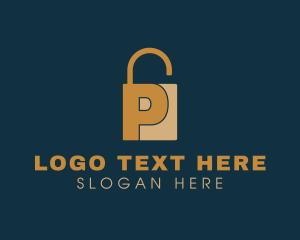Letter - Golden Padlock Letter P logo design