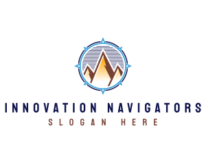 Compass Navigation Mountain logo design