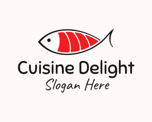 Salmon Sushi Fish  logo design