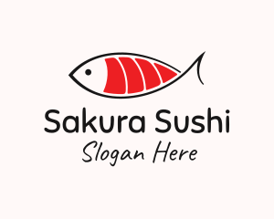 Salmon Sushi Fish  logo design