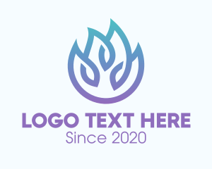 Gradient Blue Flame Outline logo design