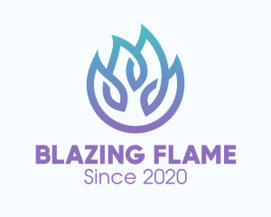 Gradient Blue Flame Outline logo design