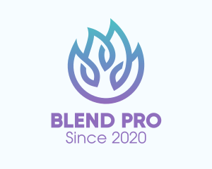 Gradient Blue Flame Outline logo design