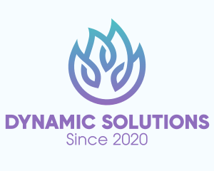 Gradient Blue Flame Outline logo design