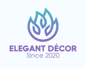 Gradient Blue Flame Outline logo design