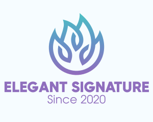 Gradient Blue Flame Outline logo design