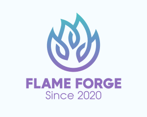 Gradient Blue Flame Outline logo design