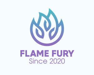 Gradient Blue Flame Outline logo design