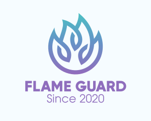 Gradient Blue Flame Outline logo design