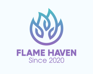 Gradient Blue Flame Outline logo design