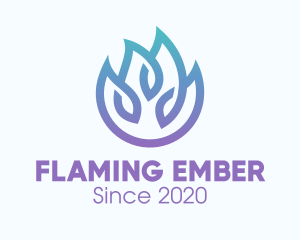 Gradient Blue Flame Outline logo design