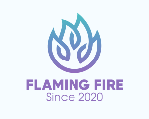 Gradient Blue Flame Outline logo design