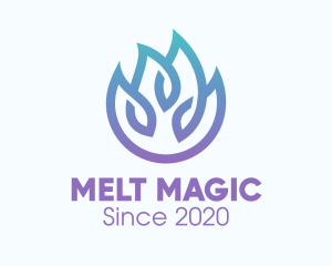 Gradient Blue Flame Outline logo design