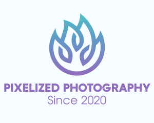 Gradient Blue Flame Outline logo design