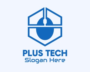 Blue Hexagon Mouse logo design