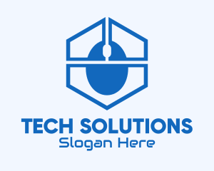 Blue Hexagon Mouse logo design