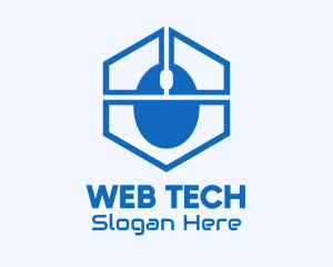 Blue Hexagon Mouse logo design