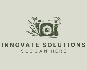 Photo Studio Camera Floral Logo
