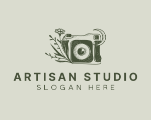 Photo Studio Camera Floral logo design