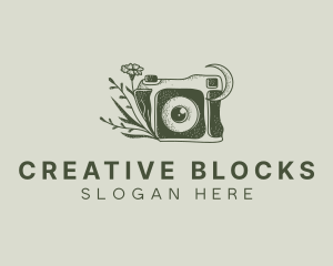 Photo Studio Camera Floral logo design