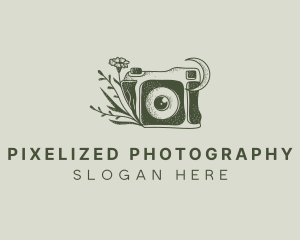 Photo Studio Camera Floral logo design