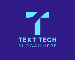 Blue Tech Letter T logo design