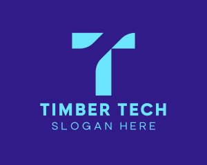 Blue Tech Letter T logo design