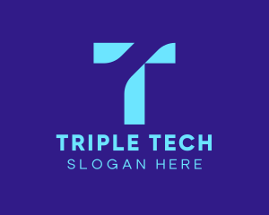 Blue Tech Letter T logo design