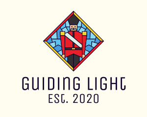 Stained Glass English Soldier logo design