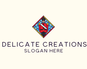 Stained Glass English Soldier logo design