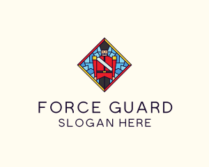 Stained Glass English Soldier logo design