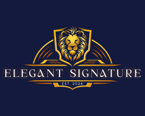 Elegant Shield Lion logo design