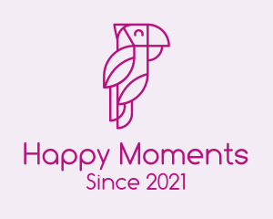 Purple Happy Parrot  logo design