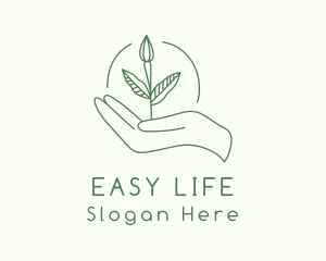 Leaf Sprout Hand Logo