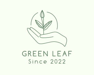 Leaf Sprout Hand logo