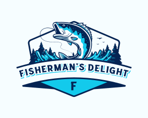 Fisherman Fish Lake logo design