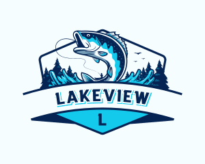 Fisherman Fish Lake logo design
