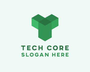 Green Isometric Letter T logo design